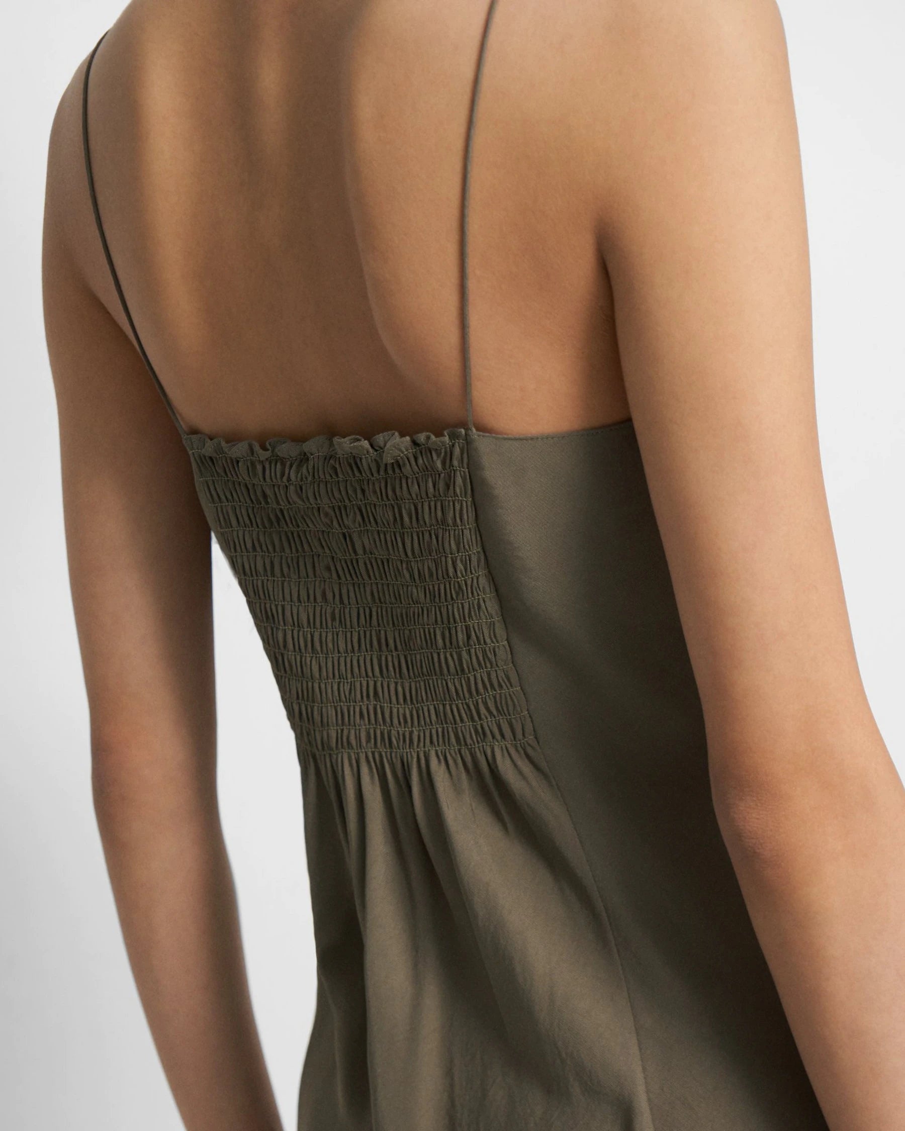 Washed Twill Smocked Slip Dress - Willow by Theory — view 3