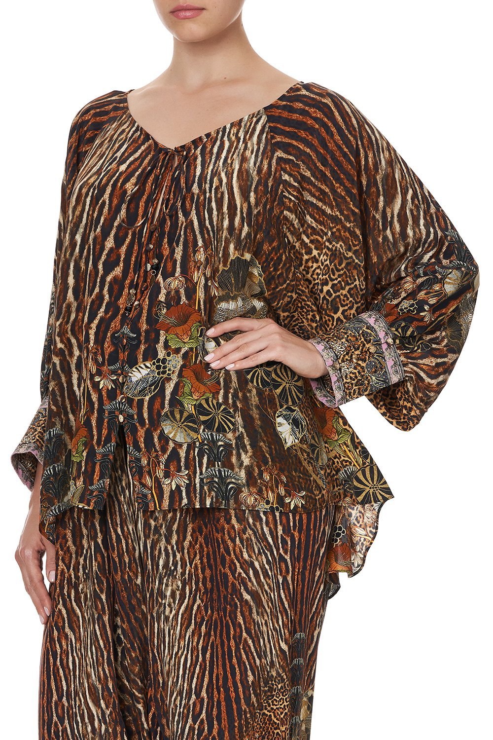 Raglan Sleeve Button Up Top - Wild Azal by Camilla | 25 South Boutiques