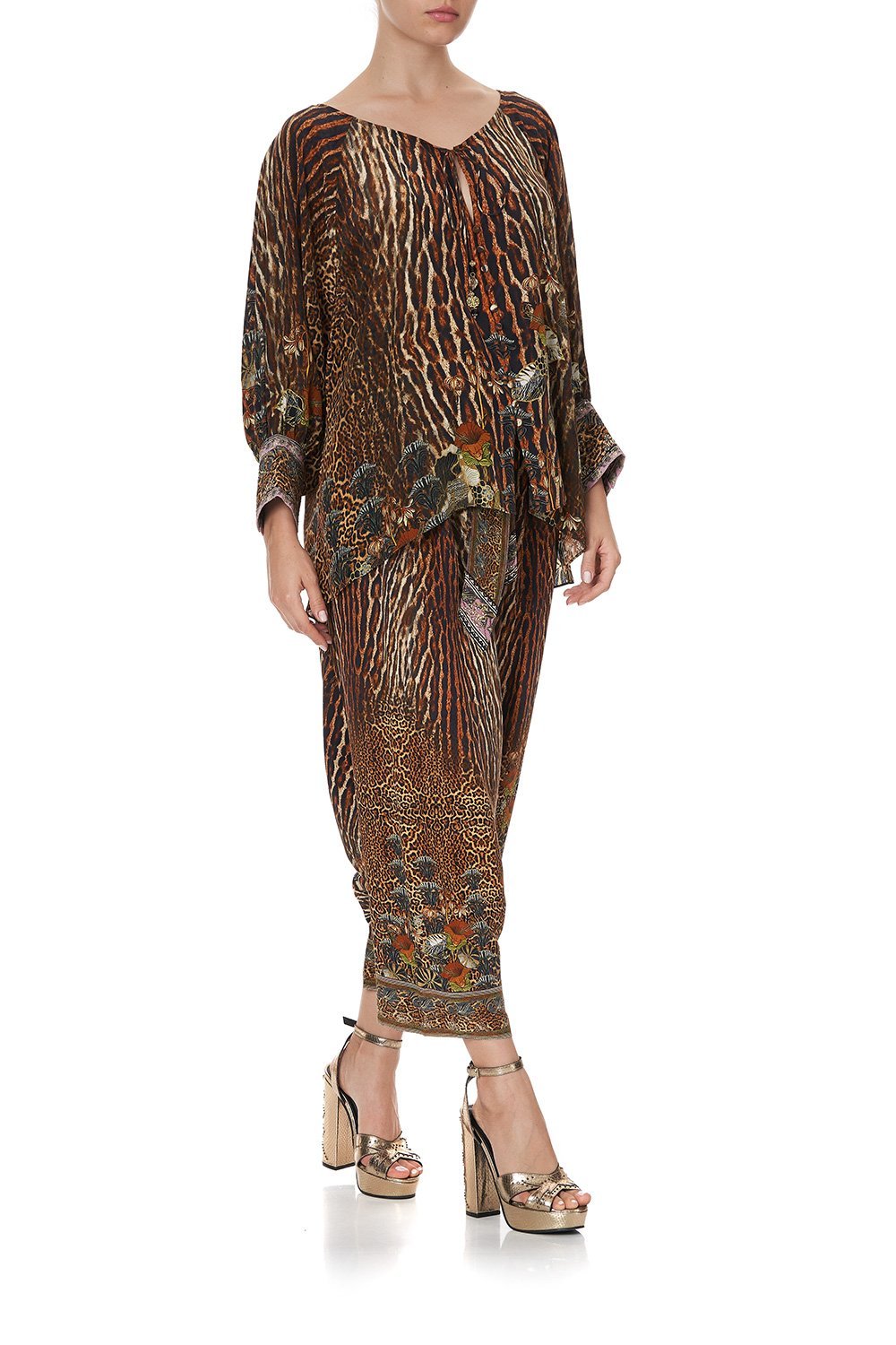 Raglan Sleeve Button Up Top - Wild Azal by Camilla — alternate view