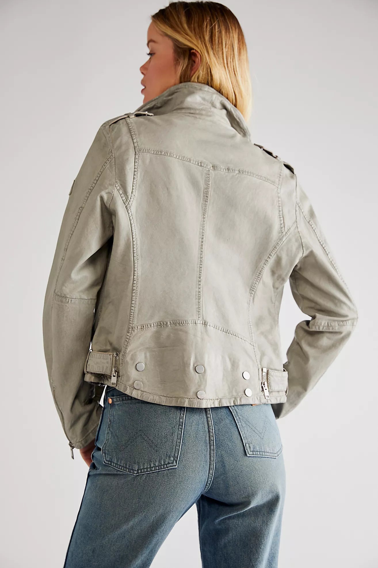 Wild Leather Jacket - Stone by Mauritius — view 3