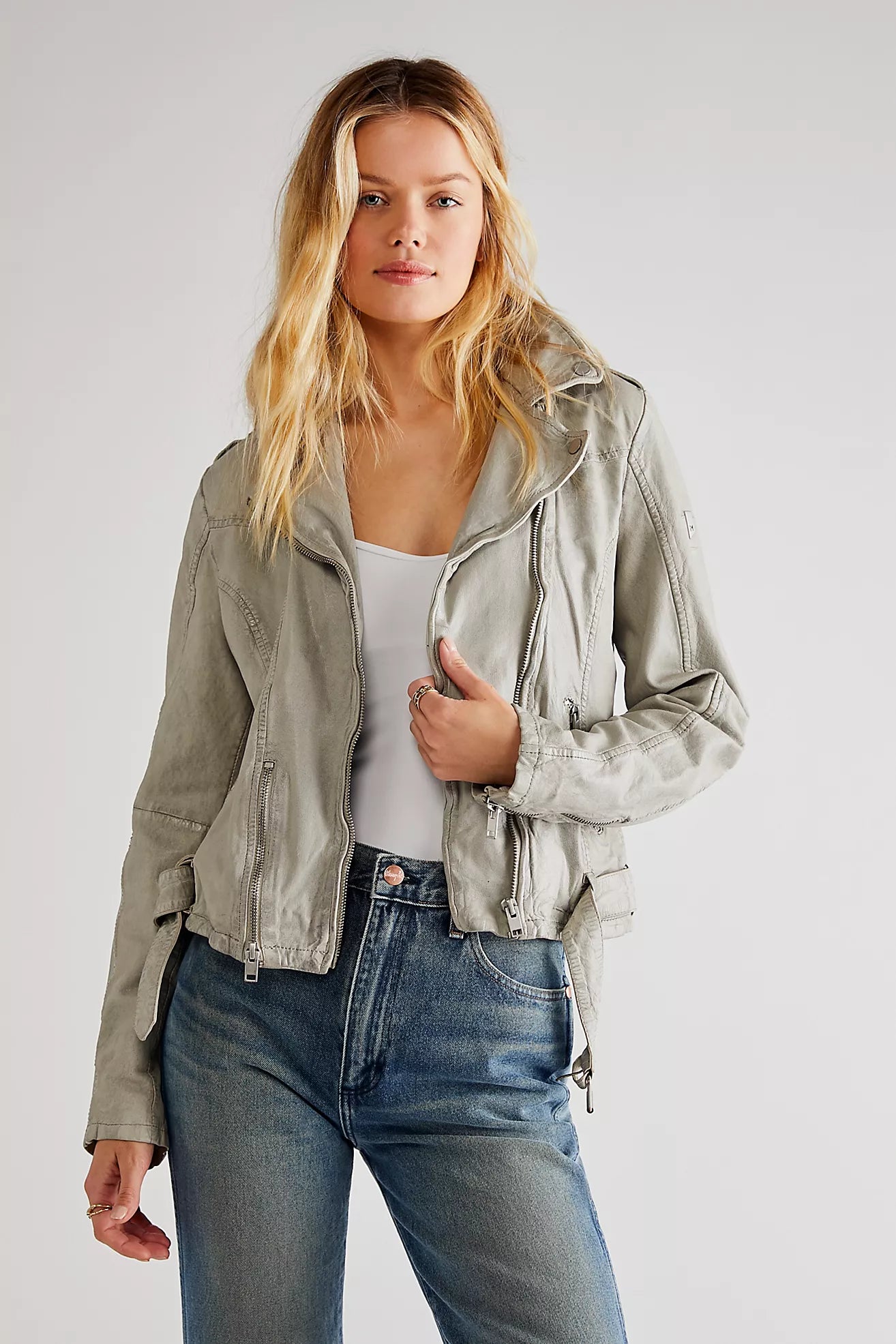 Wild Leather Jacket - Stone by Mauritius — alternate view