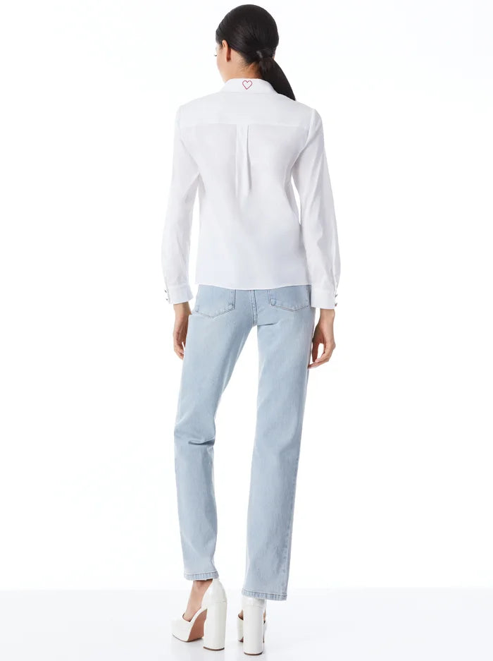 Willa Placket Top - White by Alice & Olivia — alternate view
