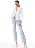 Willa Placket Top - White by Alice & Olivia — view 3