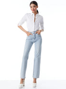 Willa Placket Top - White by Alice & Olivia — view 5