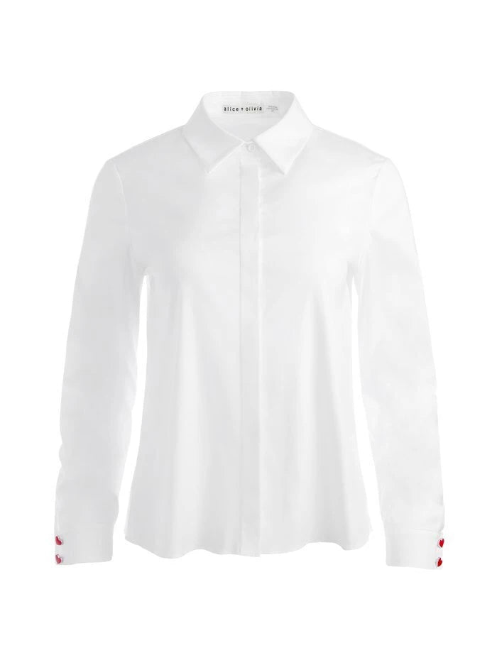 Willa Placket Top - White by Alice & Olivia — view 6