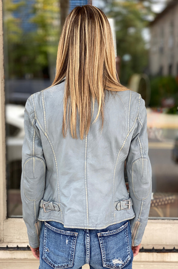 Sofia Leather Jacket - Winter Sky by Mauritius — view 4