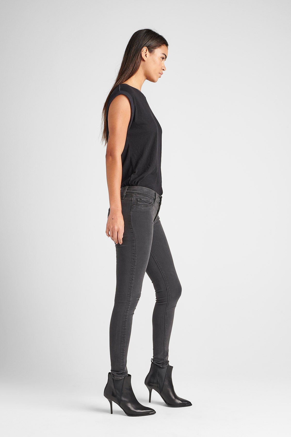 Nico Midrise Super Skinny Jean - Distressed Graphite by Hudson — alternate view