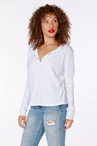 Snap Henley Thermal Top - White by Bobi | 25 South Boutiques