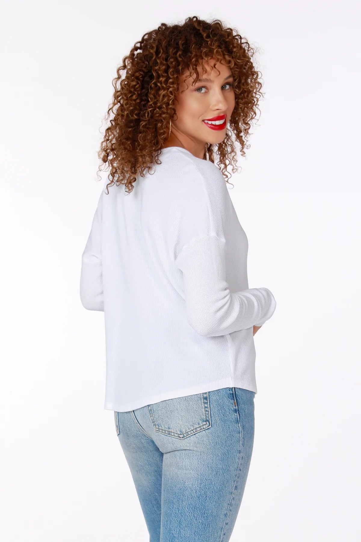 Snap Henley Thermal Top - White by Bobi — view 3