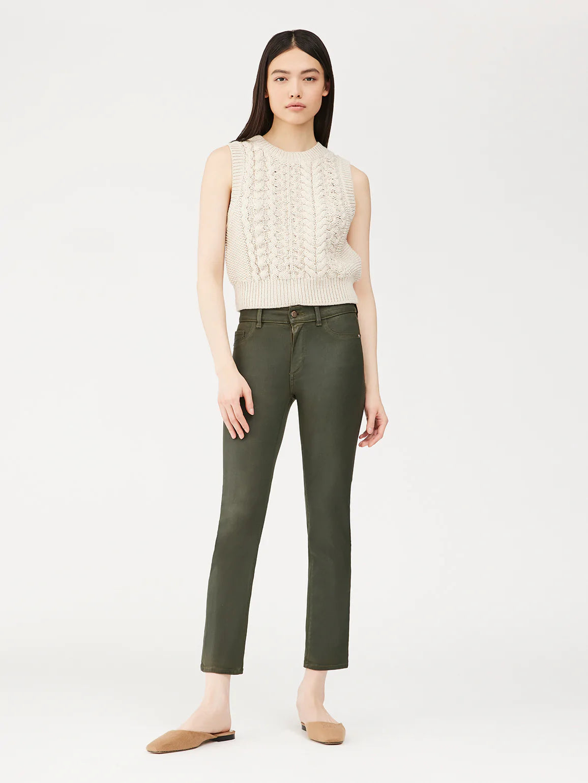 Mara Straight Mid Rise Ankle - Winter Green Coated by DL1961 | 25 South Boutiques
