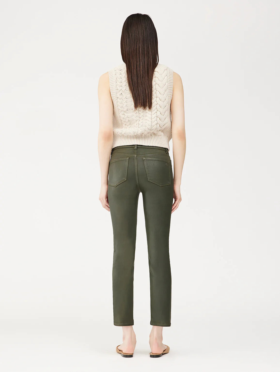 Mara Straight Mid Rise Ankle - Winter Green Coated by DL1961 — view 3