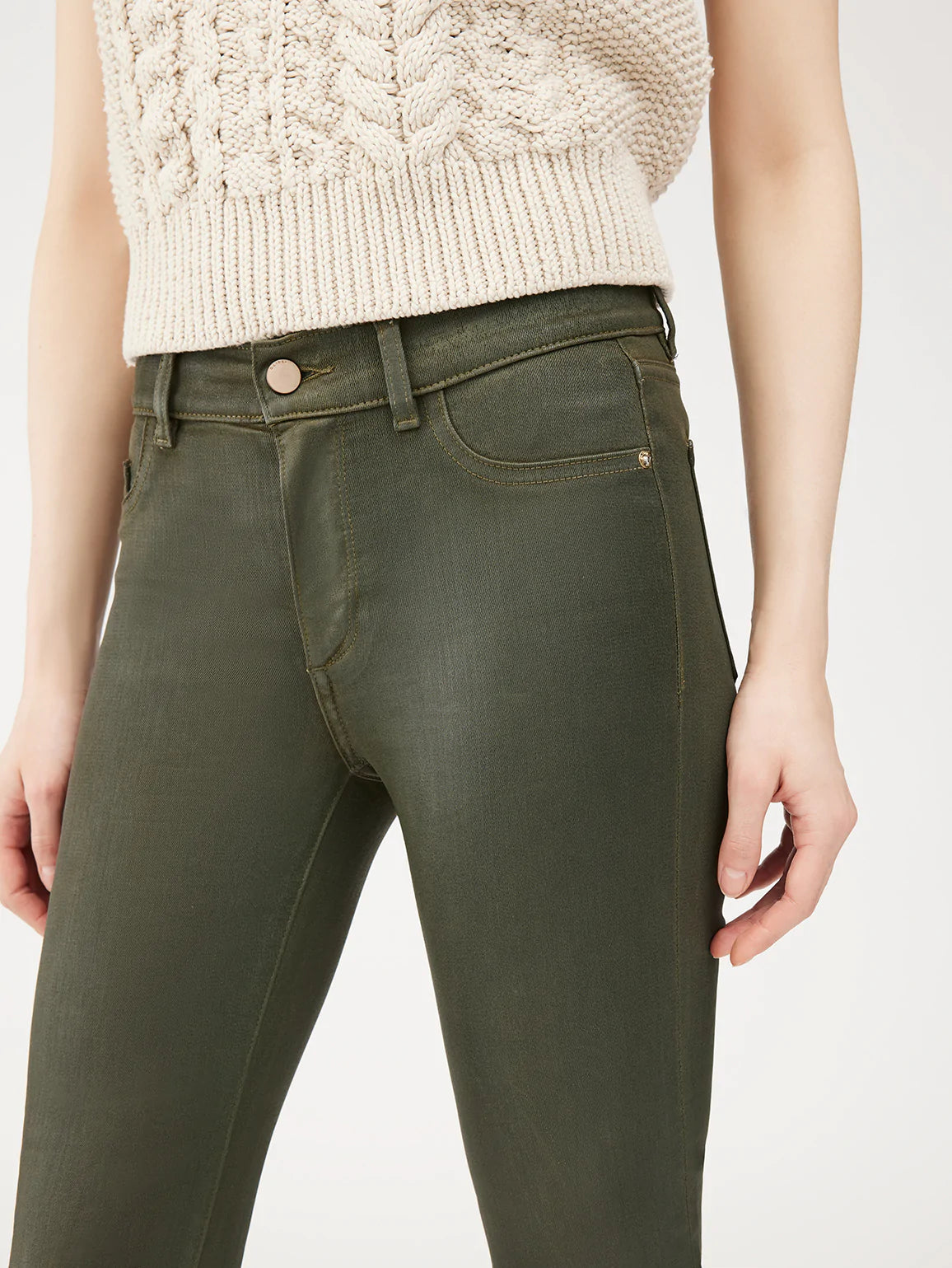 Mara Straight Mid Rise Ankle - Winter Green Coated by DL1961 — view 4