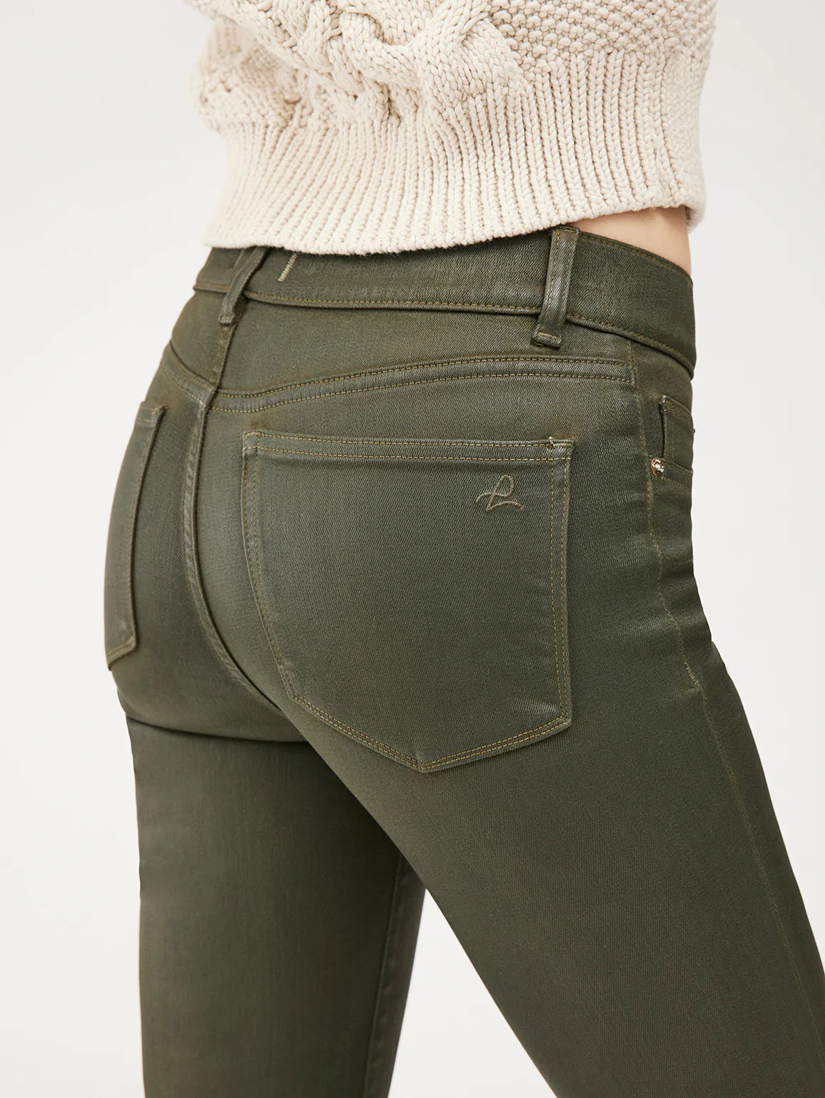 Mara Straight Mid Rise Ankle - Winter Green Coated by DL1961 — view 5