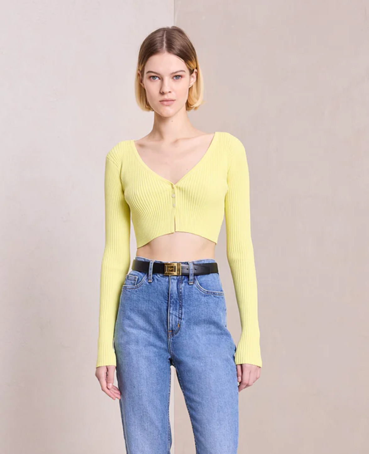 Hallie Rib Knit Cardigan - Citrine Yellow by A.L.C | 25 South Boutiques