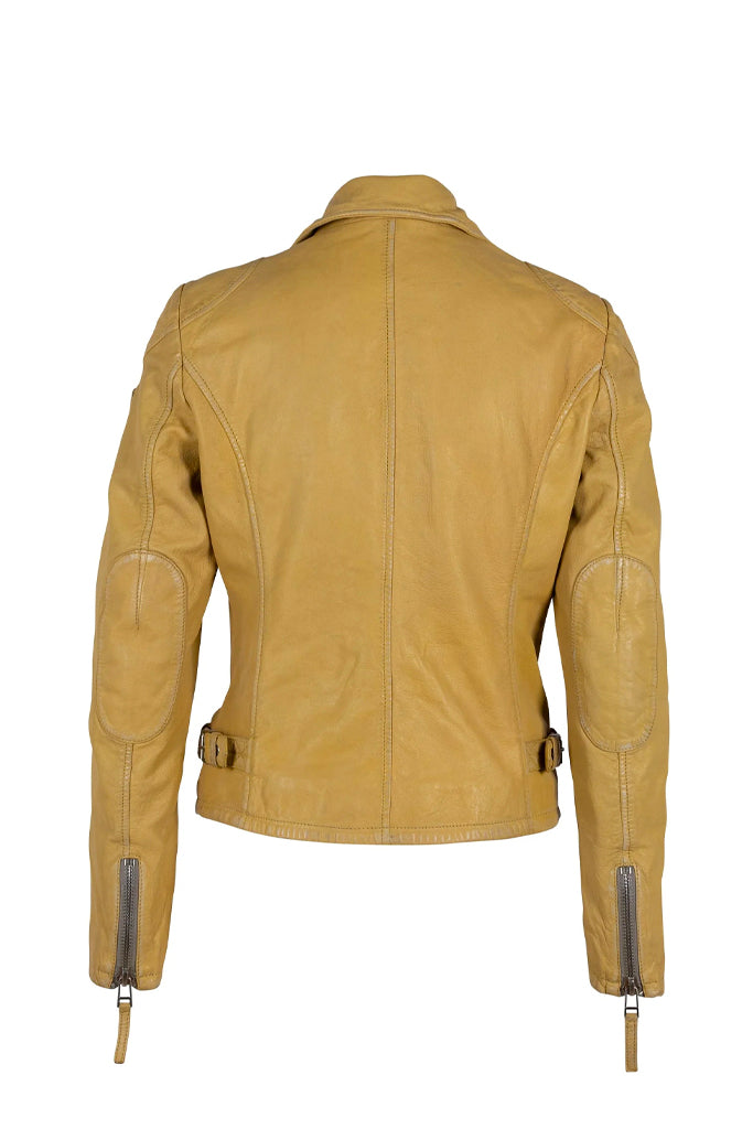 Sofia Leather Jacket - Yellow by Mauritius — alternate view