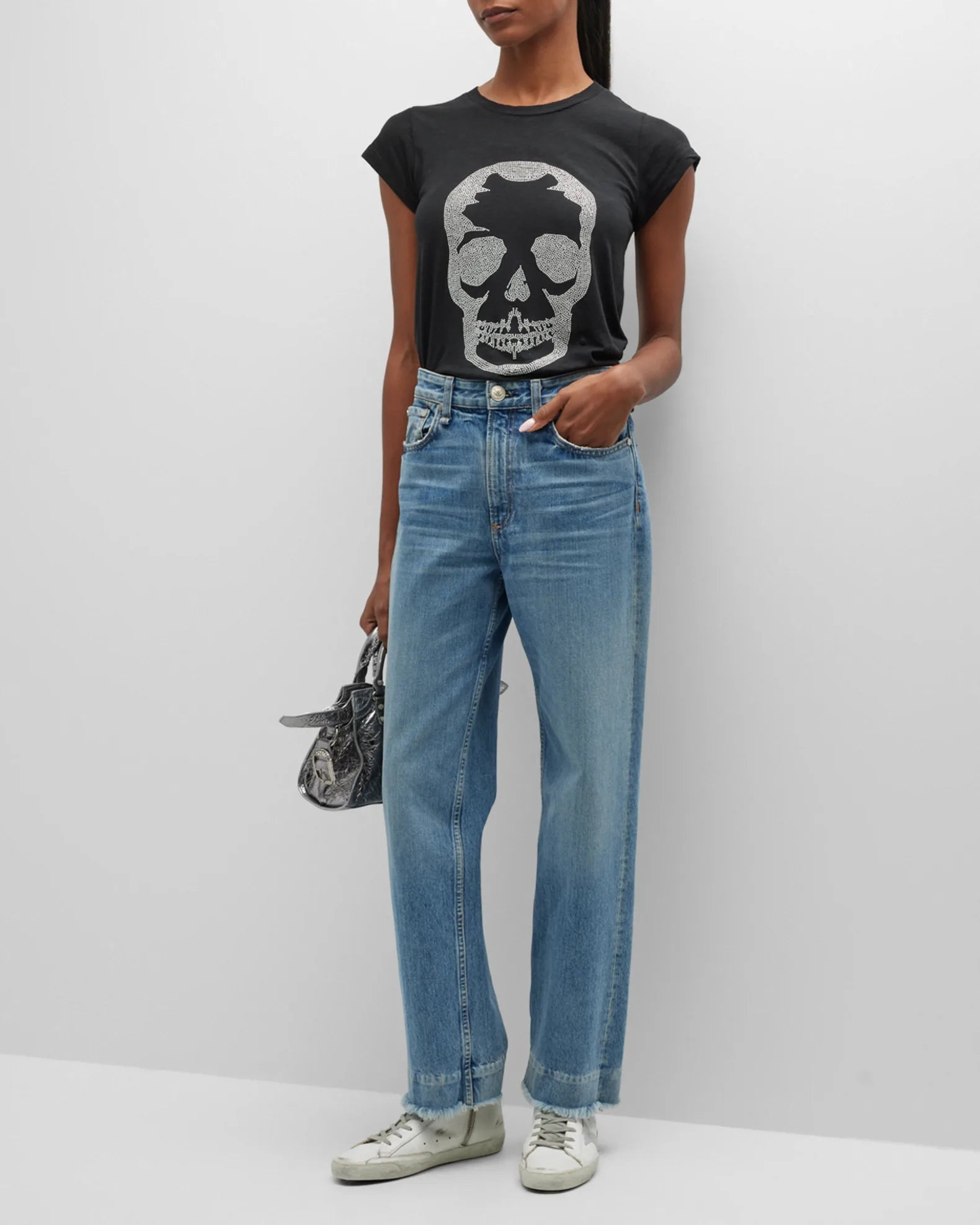 Skinny Skull Strass Short-Sleeve T-Shirt - Noir by Zadig & Voltaire — view 4