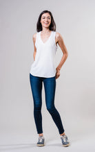 Zen Lightweight Jersey Tank - White by Southcott — alternate view