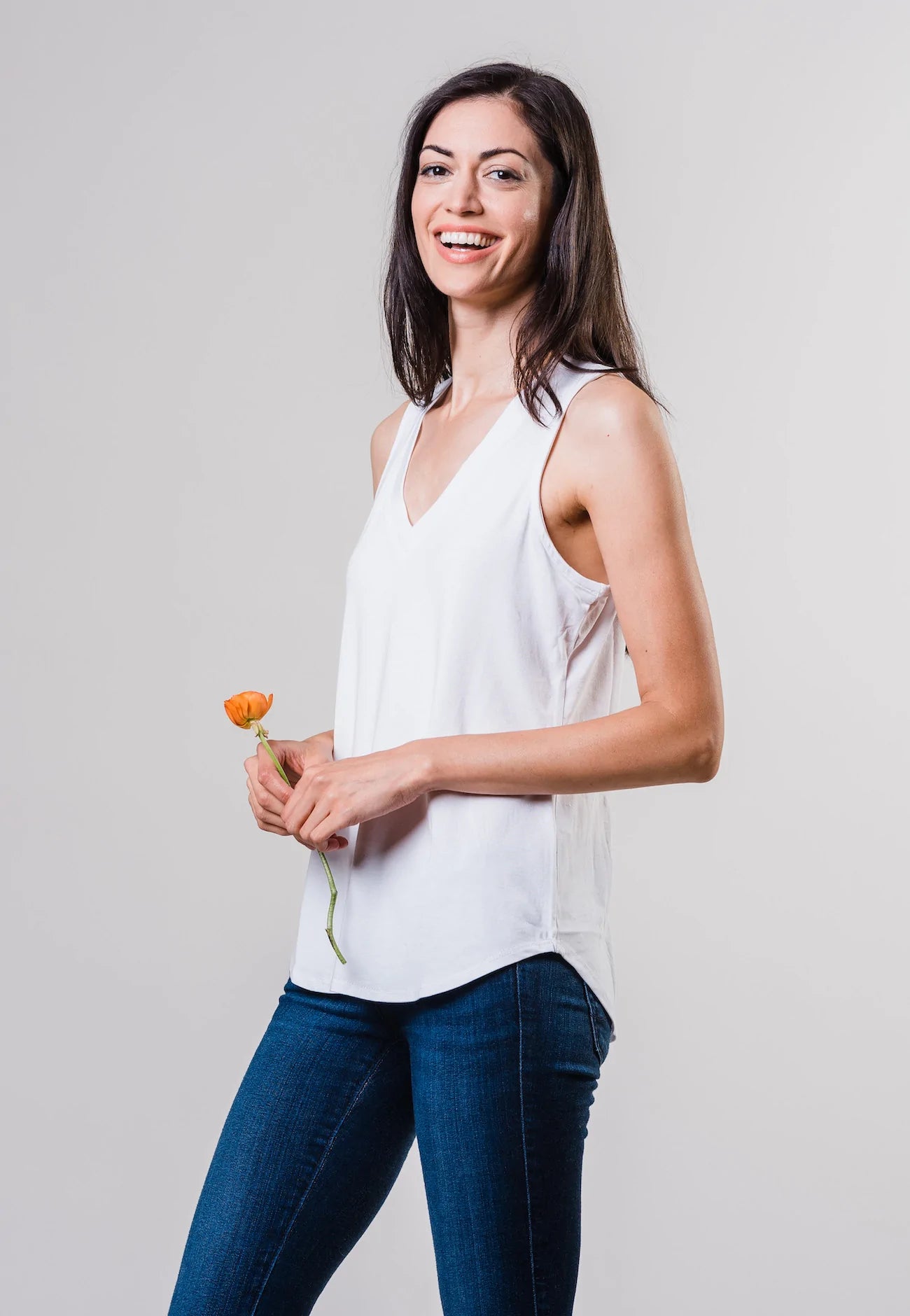 Zen Lightweight Jersey Tank - White by Southcott — view 3