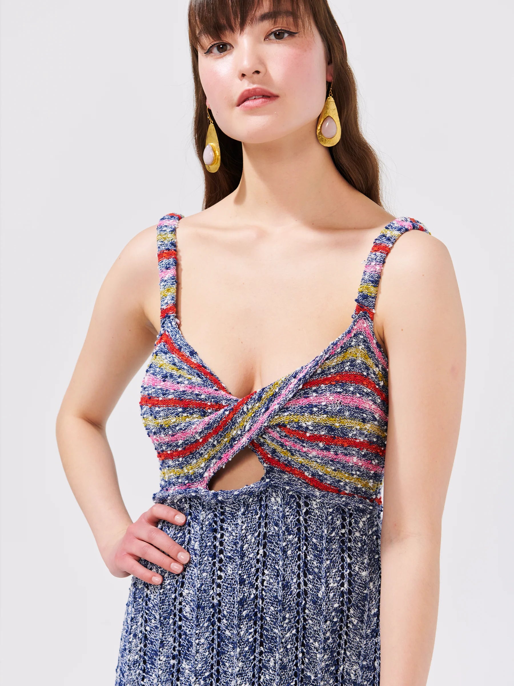 Boucle Twisted Bandeau Sundress - Zig Zag Navy by Hayley Menzies — alternate view