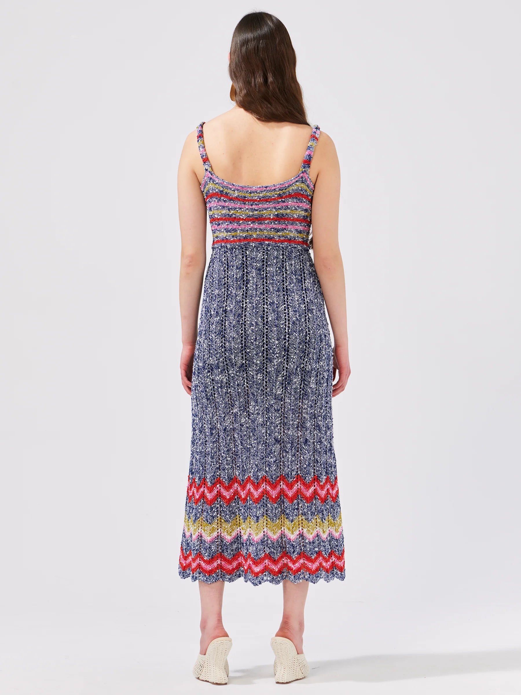Boucle Twisted Bandeau Sundress - Zig Zag Navy by Hayley Menzies — view 4